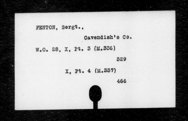 Titre : Archives militaires et navales britanniques (RG 8, srie C) - INDEX SEULEMENT - N d'enregistrement Mikan : 105012 - Microforme : c-11811