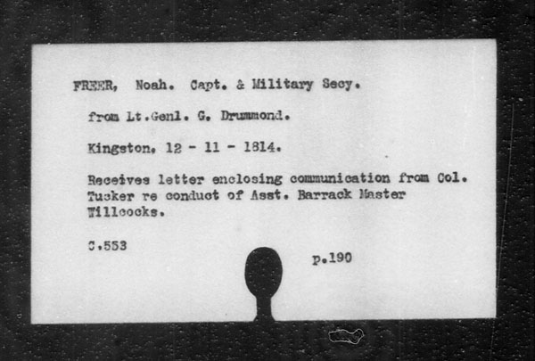 Title: British Military and Naval Records (RG 8, C Series) - INDEX ONLY - Mikan Number: 105012 - Microform: c-11815