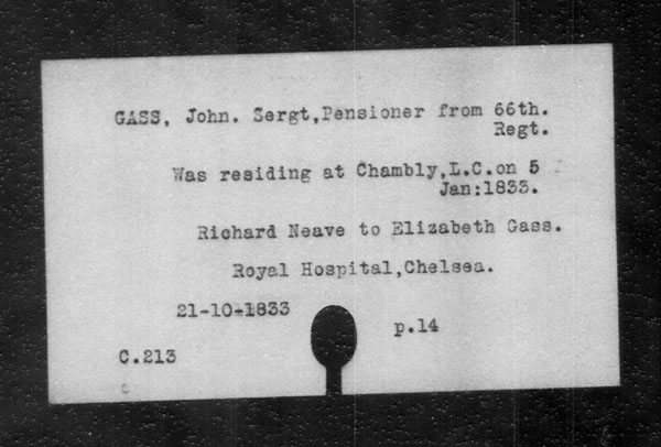 Title: British Military and Naval Records (RG 8, C Series) - INDEX ONLY - Mikan Number: 105012 - Microform: c-11815