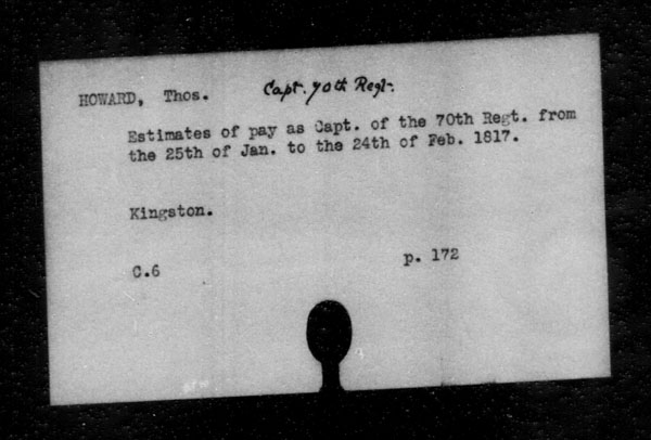 Title: British Military and Naval Records (RG 8, C Series) - INDEX ONLY - Mikan Number: 105012 - Microform: c-11823