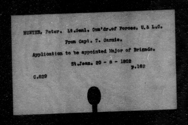 Titre : Archives militaires et navales britanniques (RG 8, srie C) - INDEX SEULEMENT - N d'enregistrement Mikan : 105012 - Microforme : c-11823