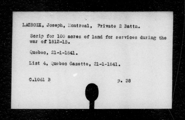 Title: British Military and Naval Records (RG 8, C Series) - INDEX ONLY - Mikan Number: 105012 - Microform: c-11828
