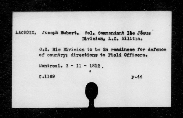 Titre : Archives militaires et navales britanniques (RG 8, srie C) - INDEX SEULEMENT - N d'enregistrement Mikan : 105012 - Microforme : c-11828