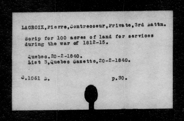 Titre : Archives militaires et navales britanniques (RG 8, srie C) - INDEX SEULEMENT - N d'enregistrement Mikan : 105012 - Microforme : c-11828