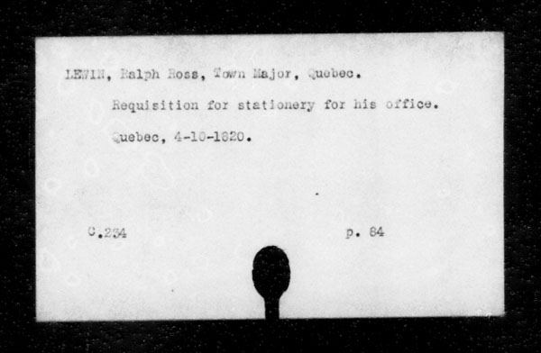 Title: British Military and Naval Records (RG 8, C Series) - INDEX ONLY - Mikan Number: 105012 - Microform: c-11829