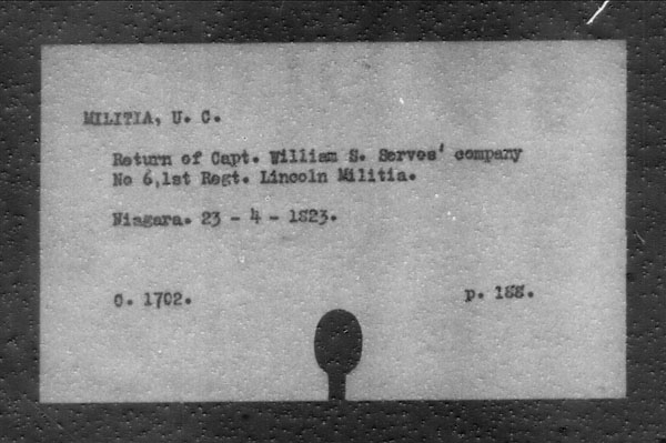 Title: British Military and Naval Records (RG 8, C Series) - INDEX ONLY - Mikan Number: 105012 - Microform: c-11835