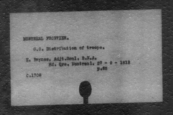 Titre : Archives militaires et navales britanniques (RG 8, srie C) - INDEX SEULEMENT - N d'enregistrement Mikan : 105012 - Microforme : c-11835