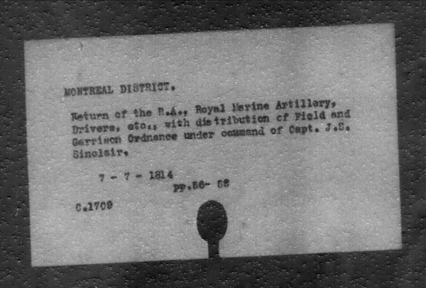 Titre : Archives militaires et navales britanniques (RG 8, srie C) - INDEX SEULEMENT - N d'enregistrement Mikan : 105012 - Microforme : c-11835