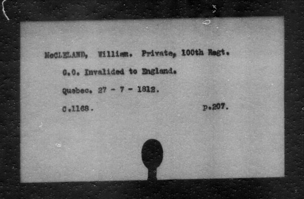 Title: British Military and Naval Records (RG 8, C Series) - INDEX ONLY - Mikan Number: 105012 - Microform: c-11837