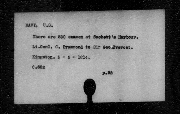 Title: British Military and Naval Records (RG 8, C Series) - INDEX ONLY - Mikan Number: 105012 - Microform: c-11839