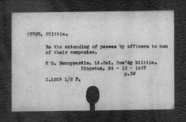 Title: British Military and Naval Records (RG 8, C Series) - INDEX ONLY - Mikan Number: 105012 - Microform: c-11842