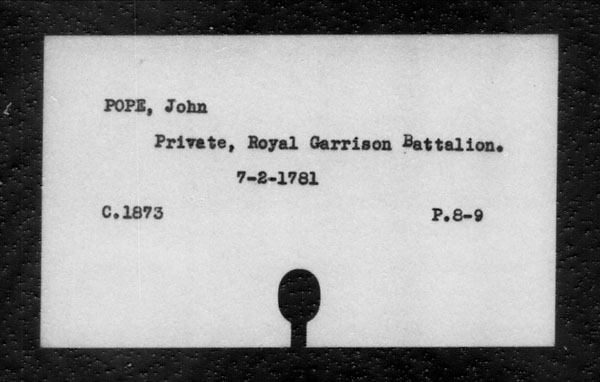 Title: British Military and Naval Records (RG 8, C Series) - INDEX ONLY - Mikan Number: 105012 - Microform: c-11845