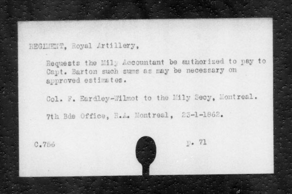 Title: British Military and Naval Records (RG 8, C Series) - INDEX ONLY - Mikan Number: 105012 - Microform: c-11848