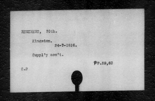 Title: British Military and Naval Records (RG 8, C Series) - INDEX ONLY - Mikan Number: 105012 - Microform: c-11850