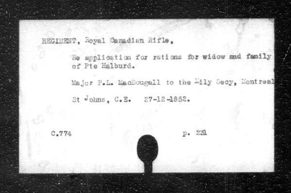 Titre : Archives militaires et navales britanniques (RG 8, srie C) - INDEX SEULEMENT - N d'enregistrement Mikan : 105012 - Microforme : c-11853