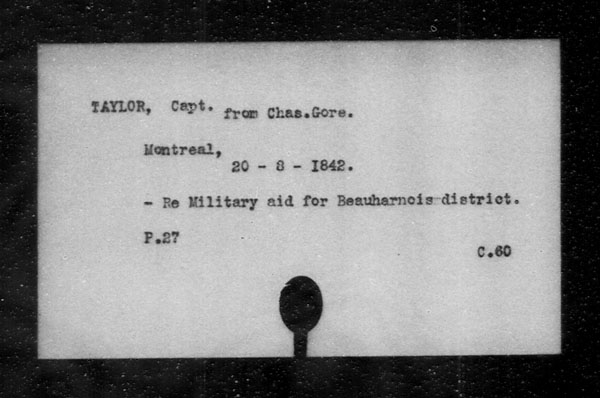 Title: British Military and Naval Records (RG 8, C Series) - INDEX ONLY - Mikan Number: 105012 - Microform: c-11863