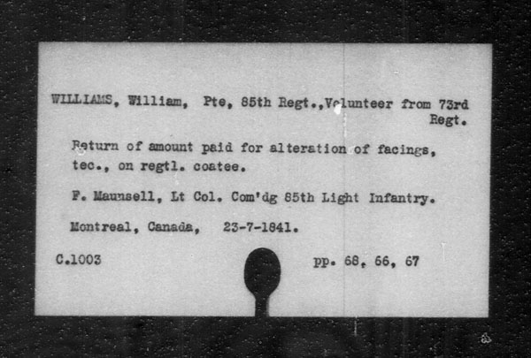 Title: British Military and Naval Records (RG 8, C Series) - INDEX ONLY - Mikan Number: 105012 - Microform: c-11869