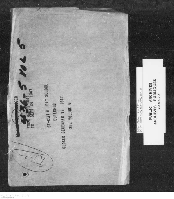 Titre : Srie des dossiers relatifs aux coles - 1879-1953 (RG10) - N d'enregistrement Mikan : 161918 - Microforme : c-7909