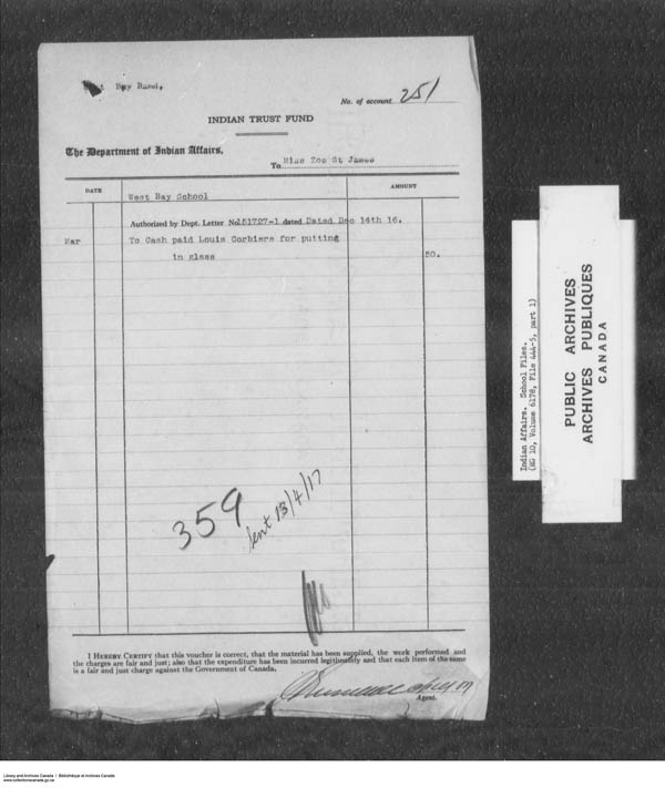 Title: School Files Series - 1879-1953 (RG10) - Mikan Number: 157505 - Microform: c-7915