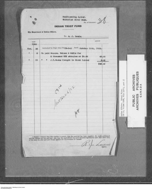 Titre : Srie des dossiers relatifs aux coles - 1879-1953 (RG10) - N d'enregistrement Mikan : 161918 - Microforme : c-7918