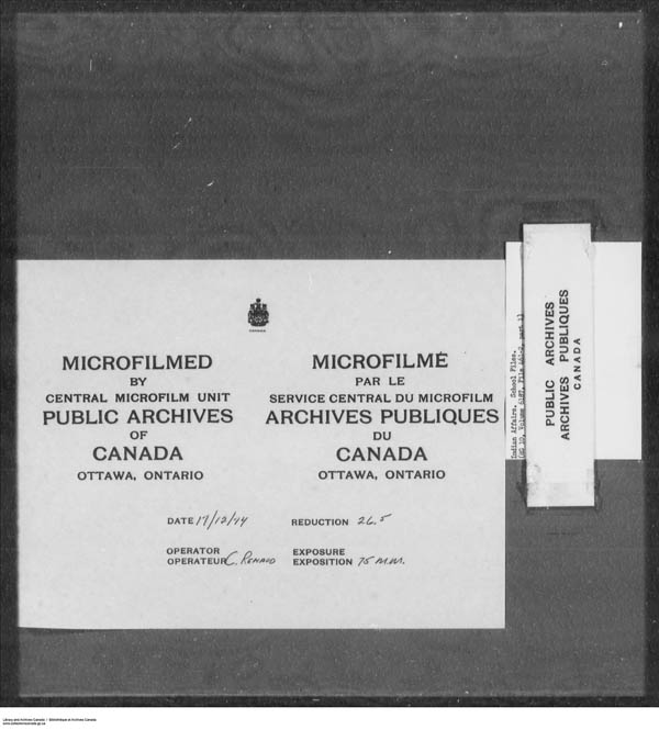 Title: School Files Series - 1879-1953 (RG10) - Mikan Number: 157505 - Microform: c-7923