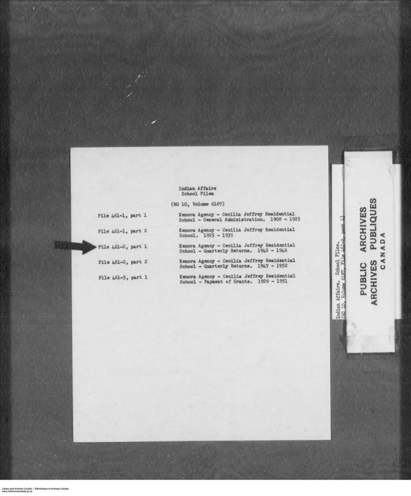 Titre : Srie des dossiers relatifs aux coles - 1879-1953 (RG10) - N d'enregistrement Mikan : 161918 - Microforme : c-7923