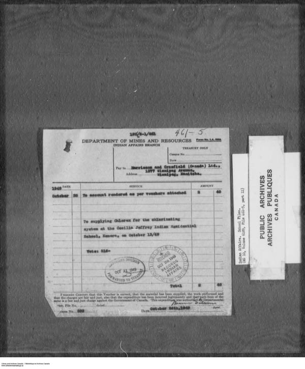 Titre : Srie des dossiers relatifs aux coles - 1879-1953 (RG10) - N d'enregistrement Mikan : 161918 - Microforme : c-7925