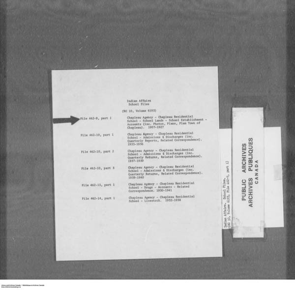 Titre : Srie des dossiers relatifs aux coles - 1879-1953 (RG10) - N d'enregistrement Mikan : 161918 - Microforme : c-7928