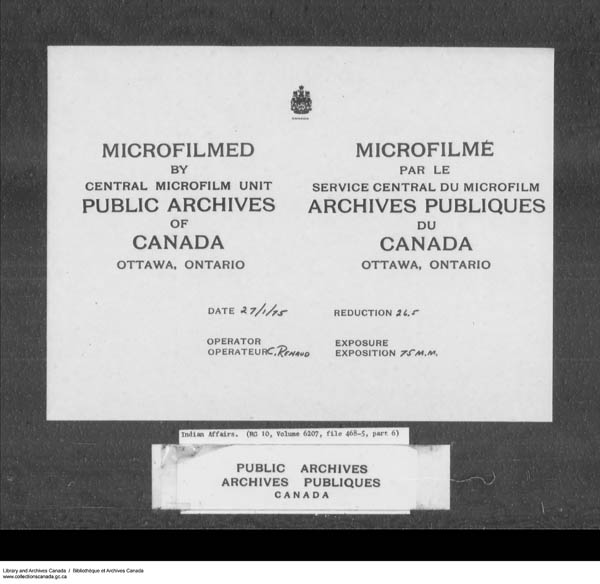 Title: School Files Series - 1879-1953 (RG10) - Mikan Number: 157505 - Microform: c-7939