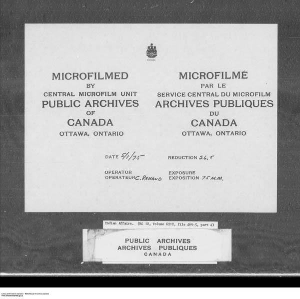 Title: School Files Series - 1879-1953 (RG10) - Mikan Number: 157505 - Microform: c-7943