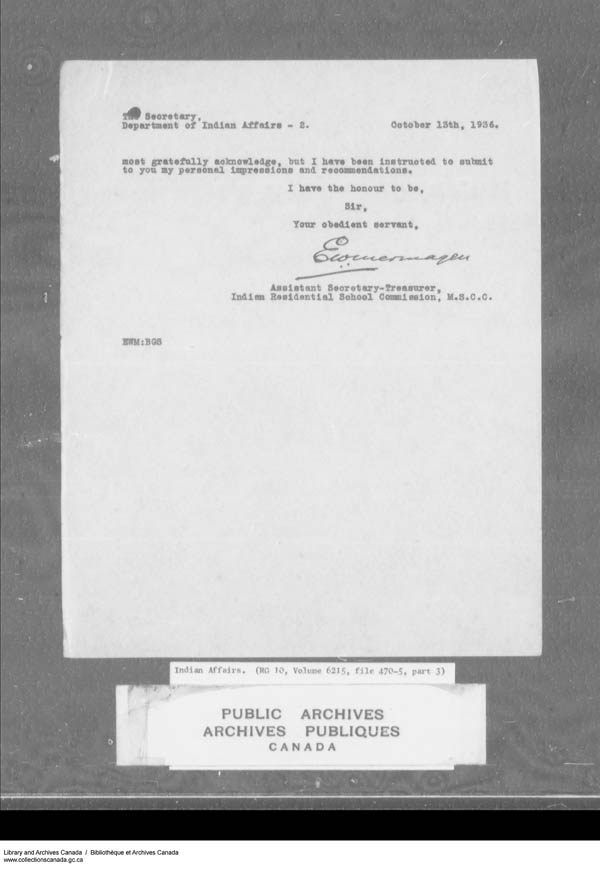 Titre : Srie des dossiers relatifs aux coles - 1879-1953 (RG10) - N d'enregistrement Mikan : 161918 - Microforme : c-7944