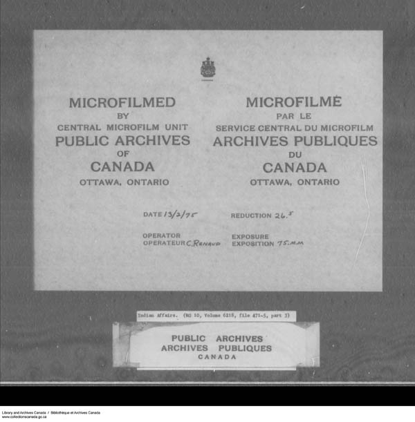 Titre : Srie des dossiers relatifs aux coles - 1879-1953 (RG10) - N d'enregistrement Mikan : 161918 - Microforme : c-7947