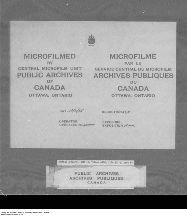 Title: School Files Series - 1879-1953 (RG10) - Mikan Number: 157505 - Microform: c-7949