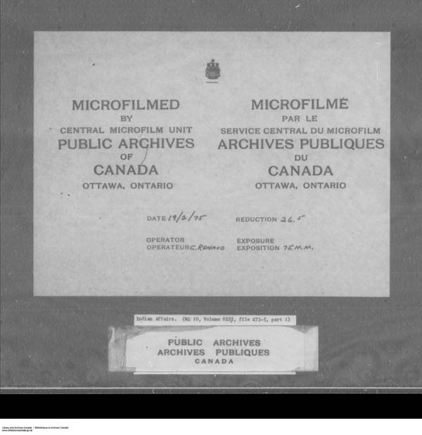 Titre : Srie des dossiers relatifs aux coles - 1879-1953 (RG10) - N d'enregistrement Mikan : 161918 - Microforme : c-7950