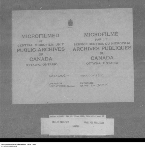 Titre : Srie des dossiers relatifs aux coles - 1879-1953 (RG10) - N d'enregistrement Mikan : 161918 - Microforme : c-7953