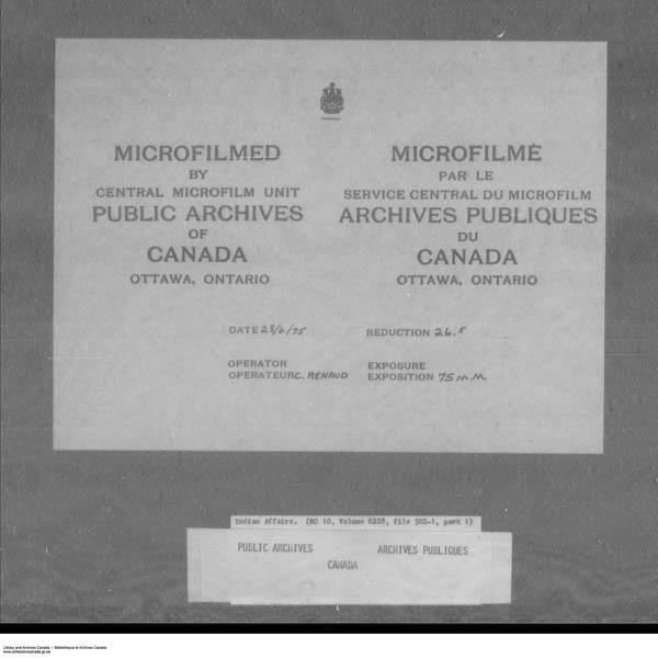 Title: School Files Series - 1879-1953 (RG10) - Mikan Number: 157505 - Microform: c-7954