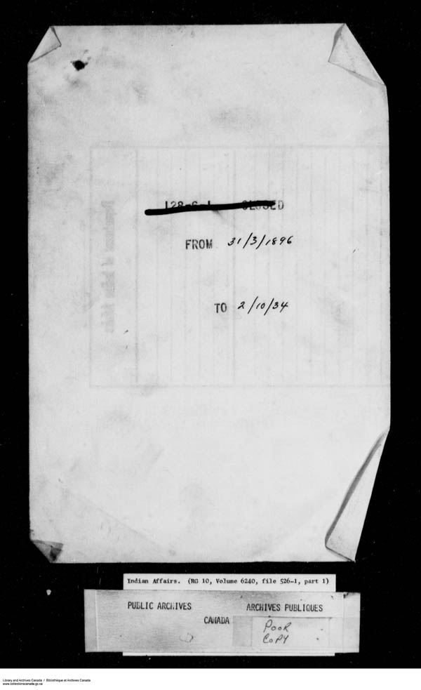 Titre : Srie des dossiers relatifs aux coles - 1879-1953 (RG10) - N d'enregistrement Mikan : 161918 - Microforme : c-7962