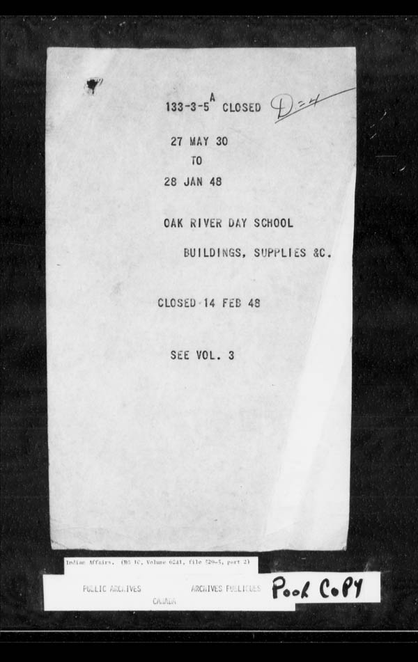 Title: School Files Series - 1879-1953 (RG10) - Mikan Number: 157505 - Microform: c-7963