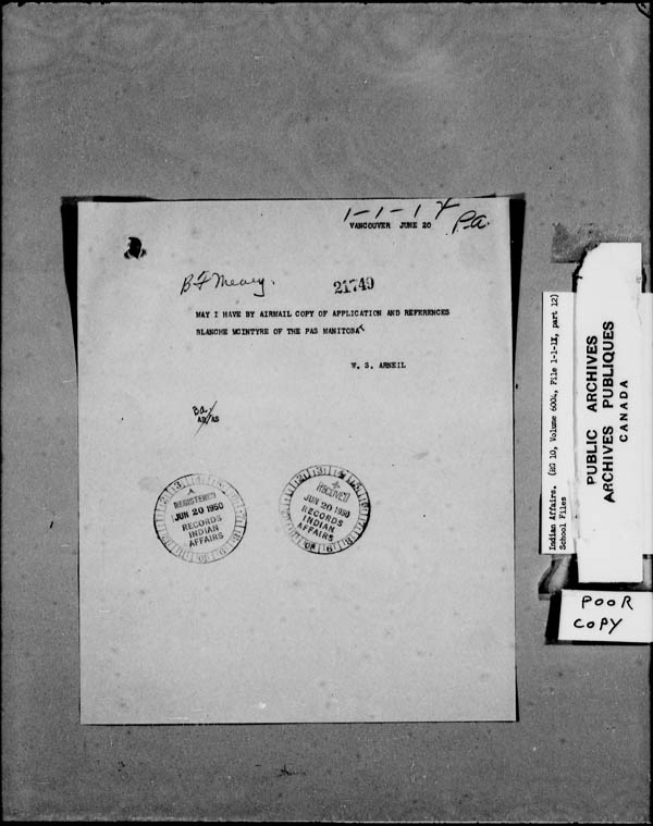 Title: School Files Series - 1879-1953 (RG10) - Mikan Number: 157505 - Microform: c-8135