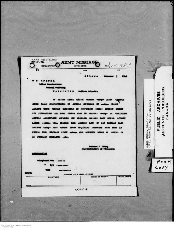 Title: School Files Series - 1879-1953 (RG10) - Mikan Number: 157505 - Microform: c-8140