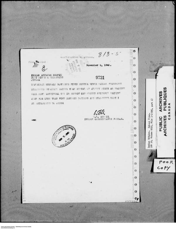 Title: School Files Series - 1879-1953 (RG10) - Mikan Number: 157505 - Microform: c-8140
