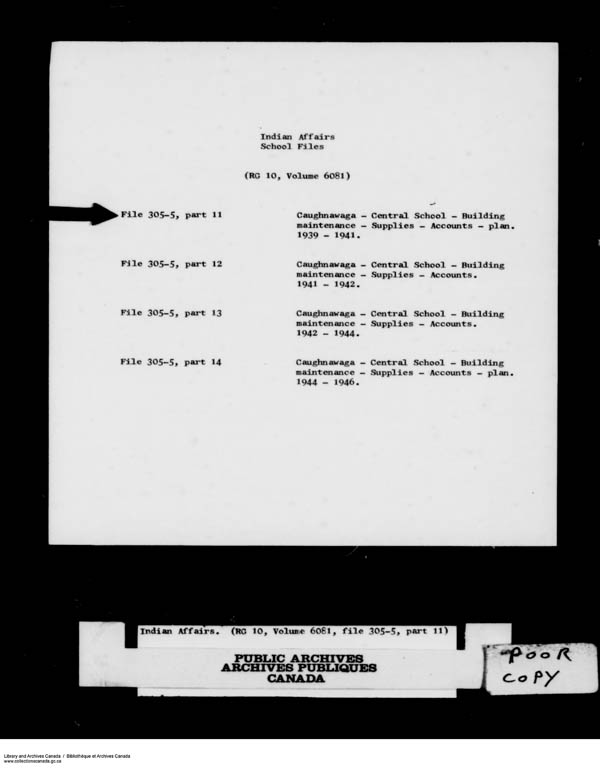 Title: School Files Series - 1879-1953 (RG10) - Mikan Number: 157505 - Microform: c-8173