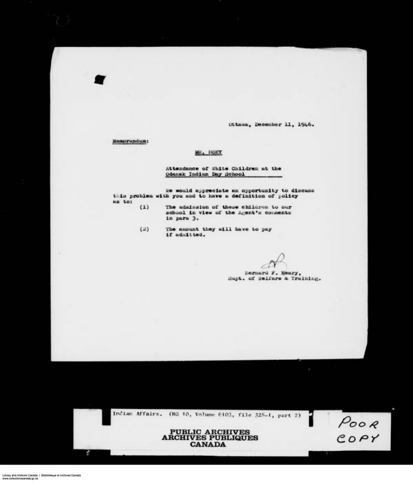 Title: School Files Series - 1879-1953 (RG10) - Mikan Number: 157505 - Microform: c-8184