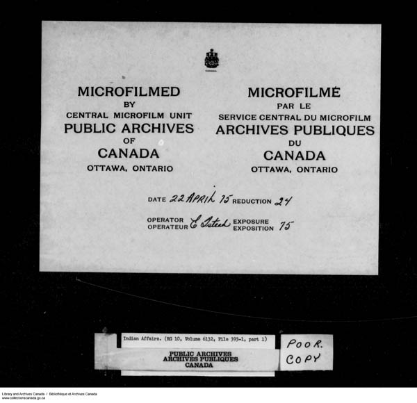 Title: School Files Series - 1879-1953 (RG10) - Mikan Number: 157505 - Microform: c-8199