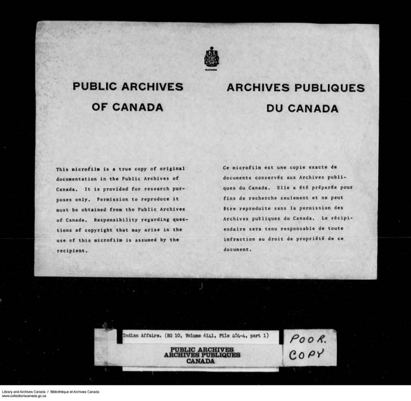 Title: School Files Series - 1879-1953 (RG10) - Mikan Number: 157505 - Microform: c-8204