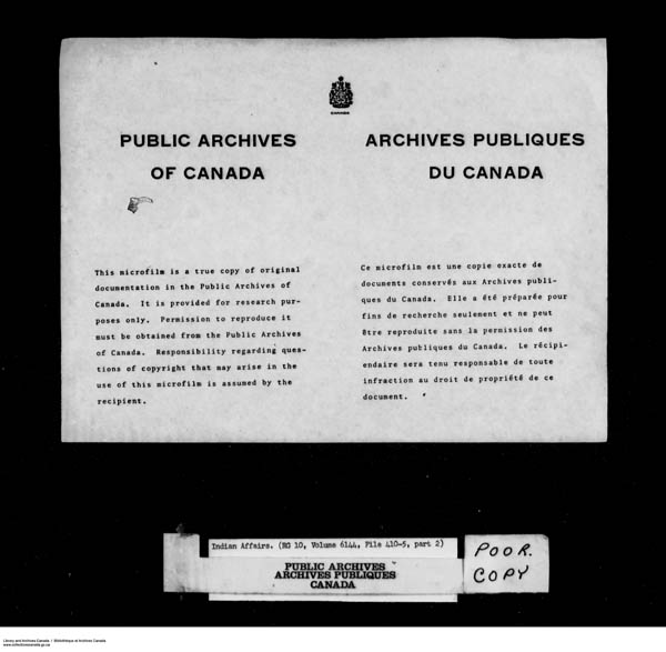 Title: School Files Series - 1879-1953 (RG10) - Mikan Number: 157505 - Microform: c-8206