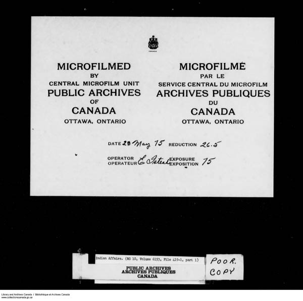 Title: School Files Series - 1879-1953 (RG10) - Mikan Number: 157505 - Microform: c-8210
