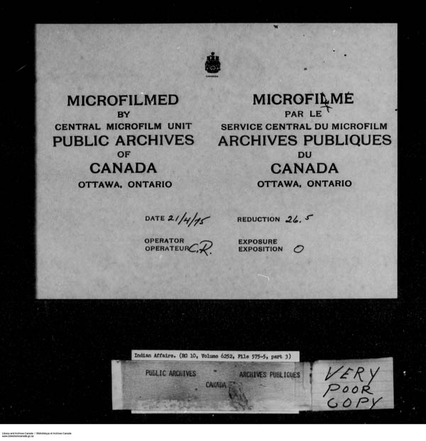 Title: School Files Series - 1879-1953 (RG10) - Mikan Number: 157505 - Microform: c-8646