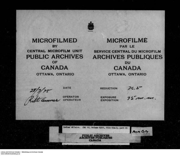 Title: School Files Series - 1879-1953 (RG10) - Mikan Number: 157505 - Microform: c-8687