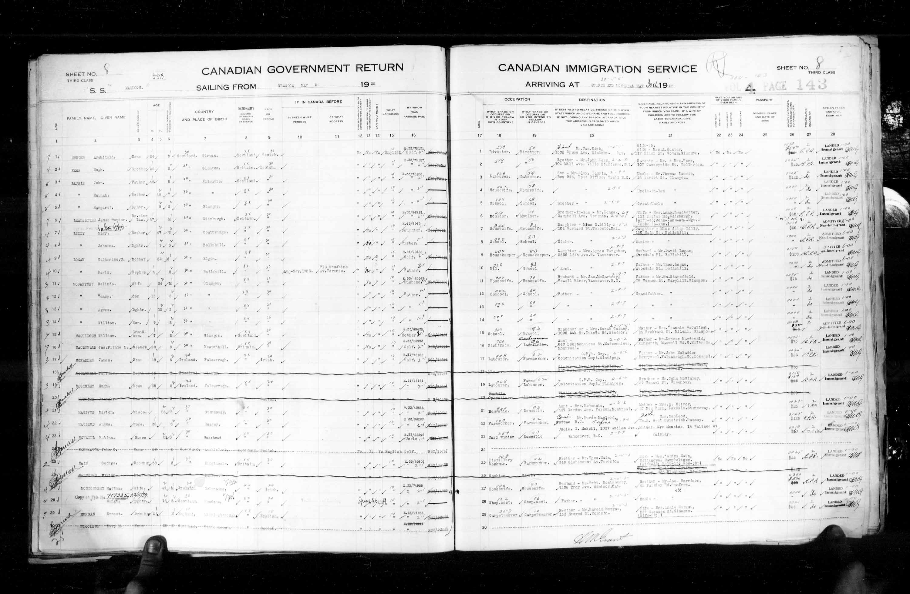 Title: Passenger Lists: Quebec City (1925-1935) - Mikan Number: 134839 - Microform: t-14715